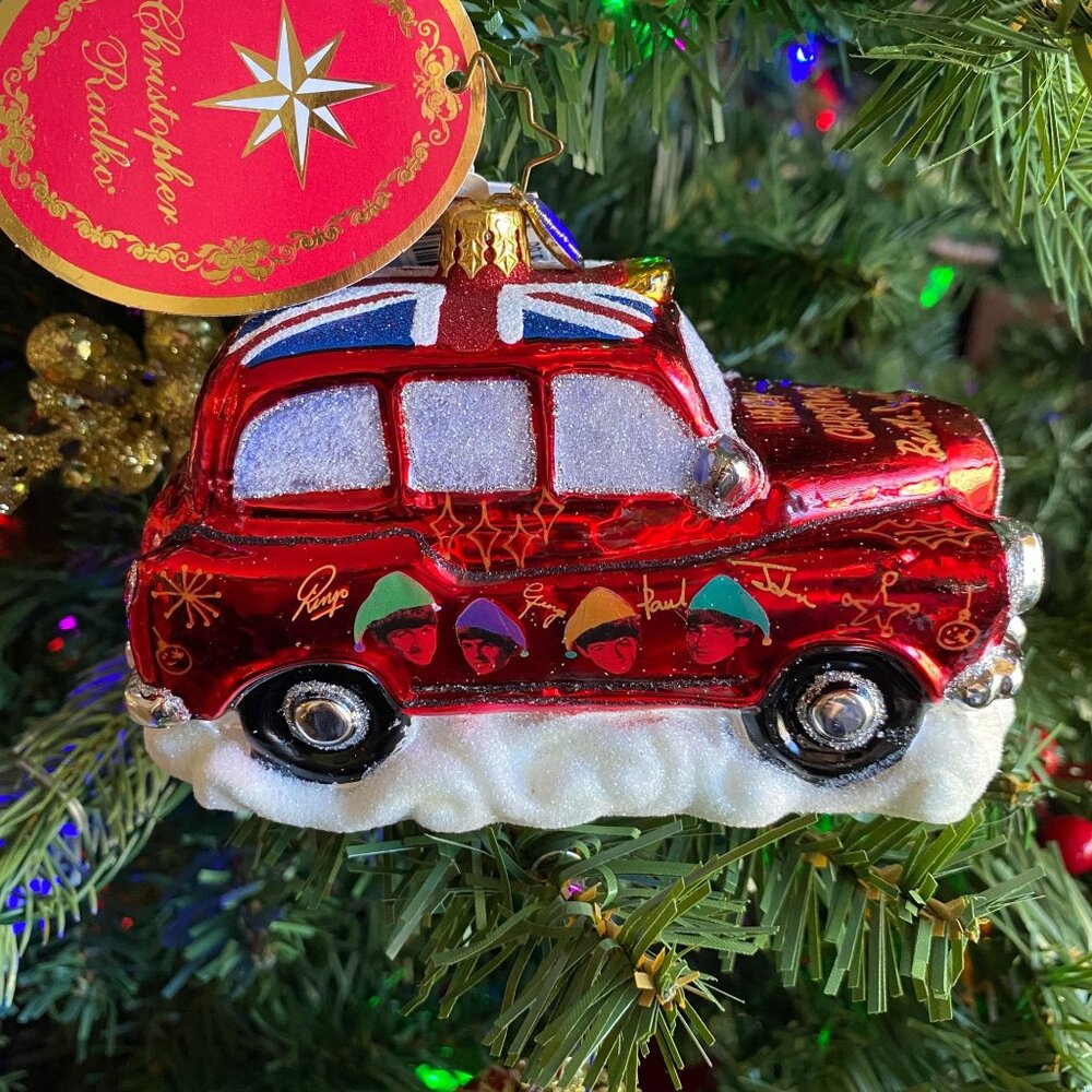 Christopher Radko The Beatles Happy Christmas Hackney Cab ornamentโ NEW